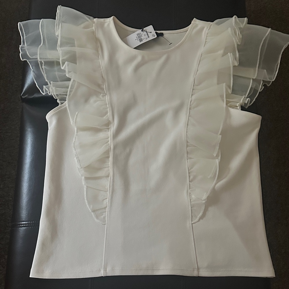Express Cream Ruffle Sleeve Blouse